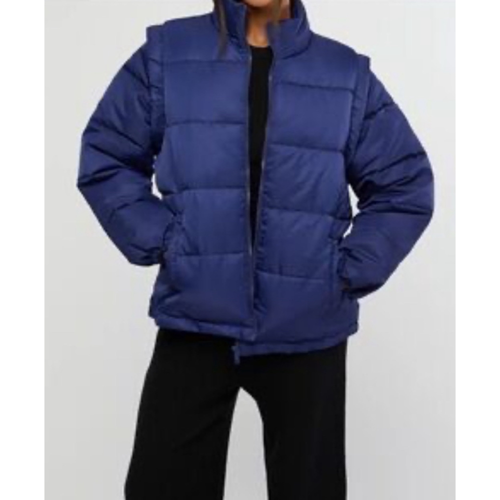 WeWoreWhat Zipoff Sleeve‎ Puffer Jacket Size M Blue